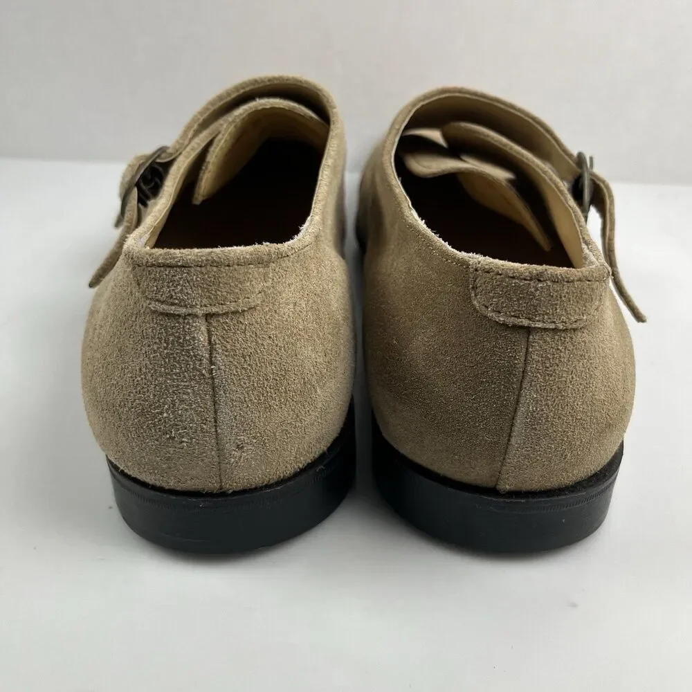 ASOS Tan Suede Leather Double Monkstrap Loafers Slip On Shoes Mens US Size 11